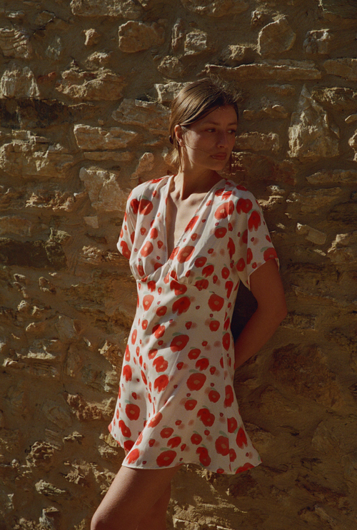 Laura short dress - Red flower print