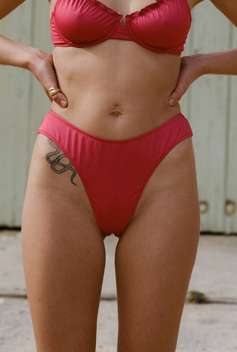 Bas de maillot culotte Cocoa - Rouge framboise