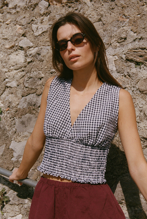 Top Rosa - Vichy bleu