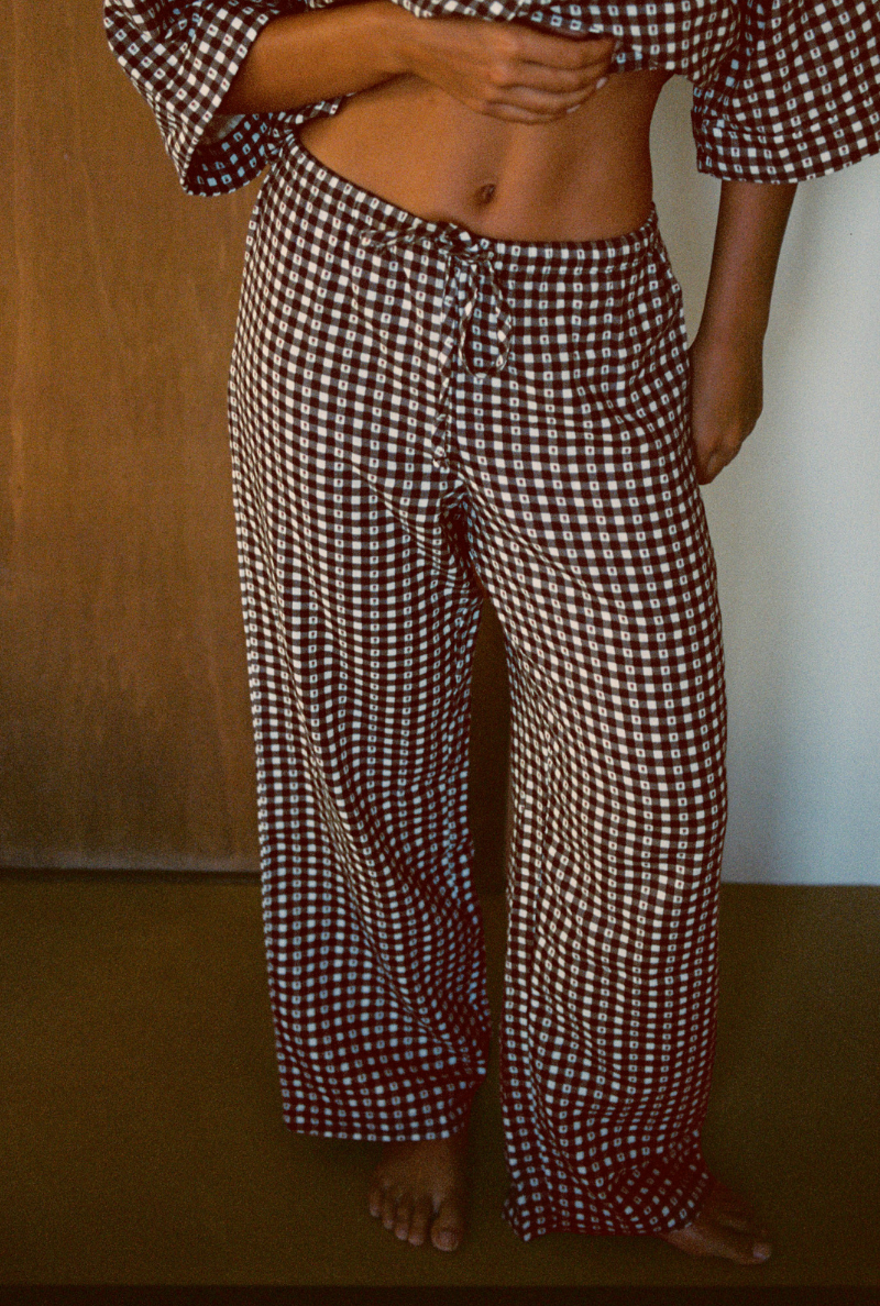 Pantalon Axelle - Vichy marron